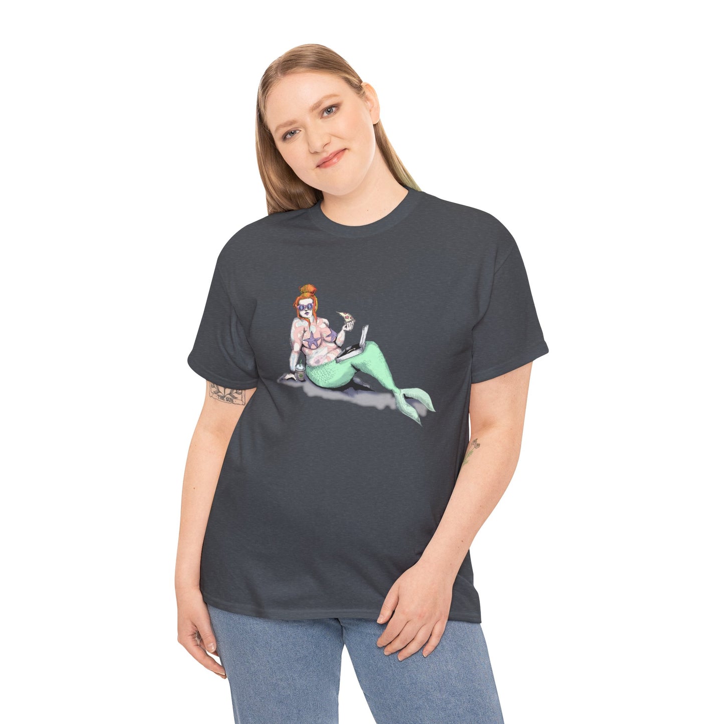 Pizza Mermaid Unisex Heavy Cotton Tee