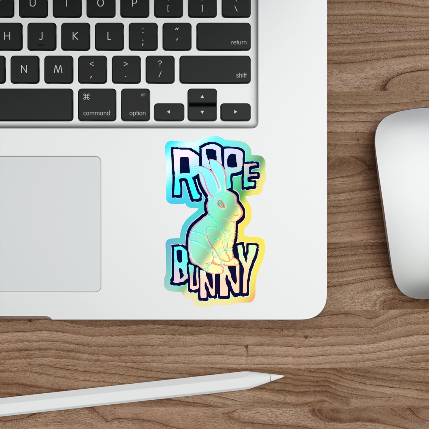 Rope Bunny Holographic Die-cut Stickers