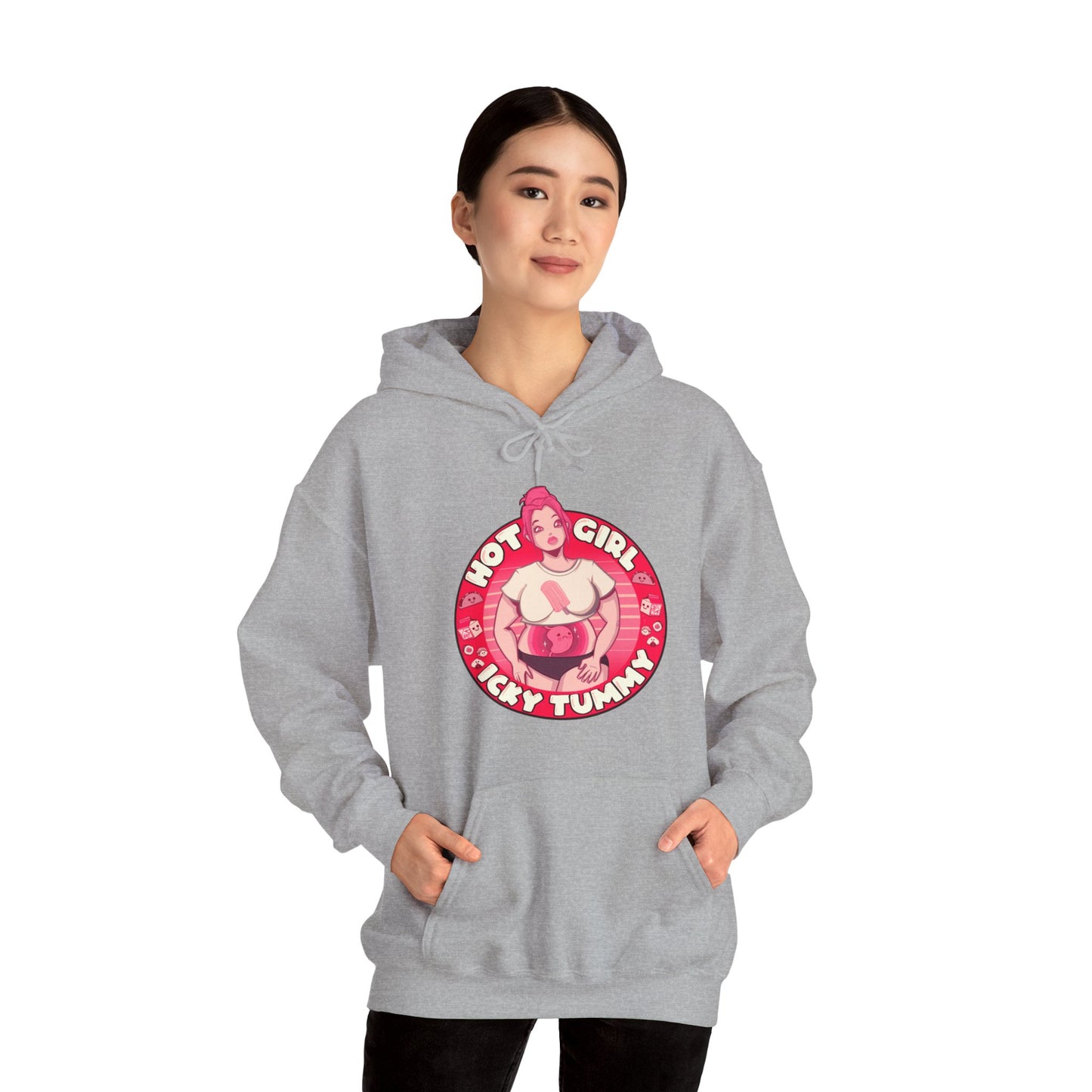 Hot Girl Icky Tummy Unisex Heavy Blend Hooded Sweatshirt