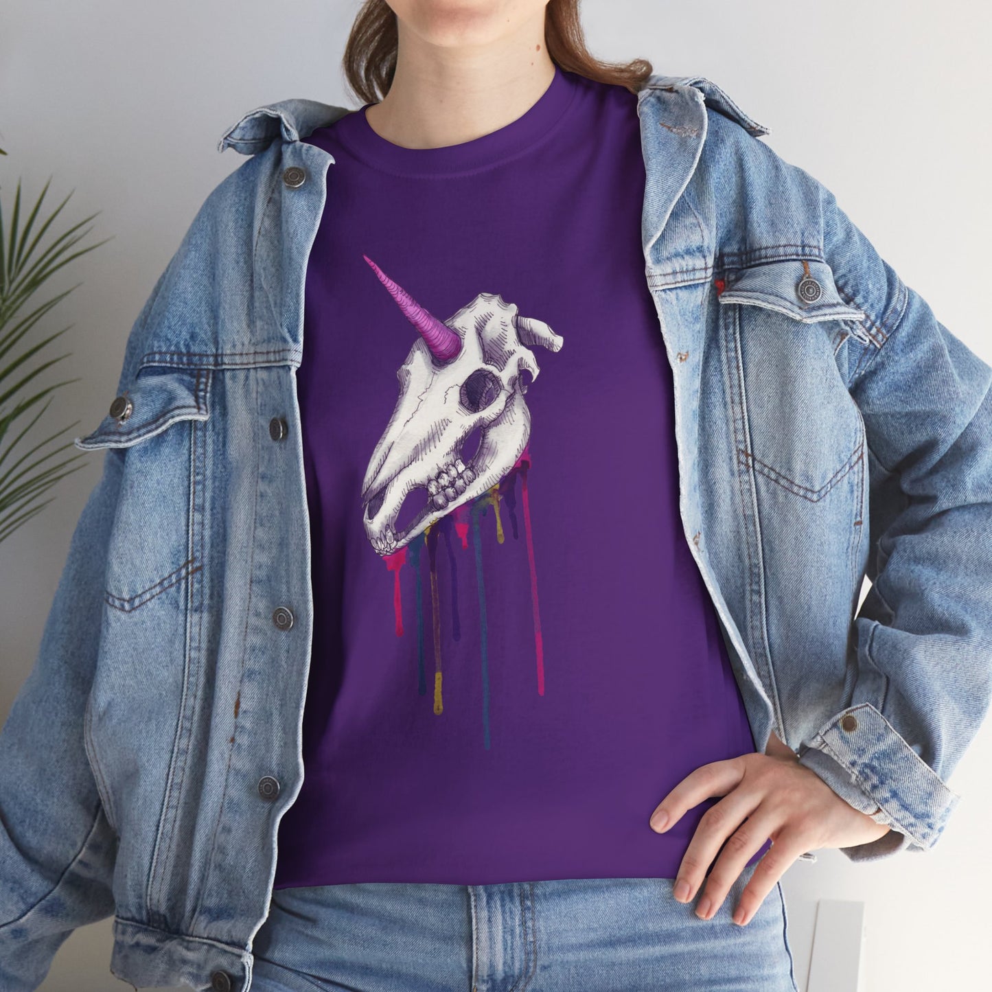 Unicorn Skull Unisex Heavy Cotton Tee