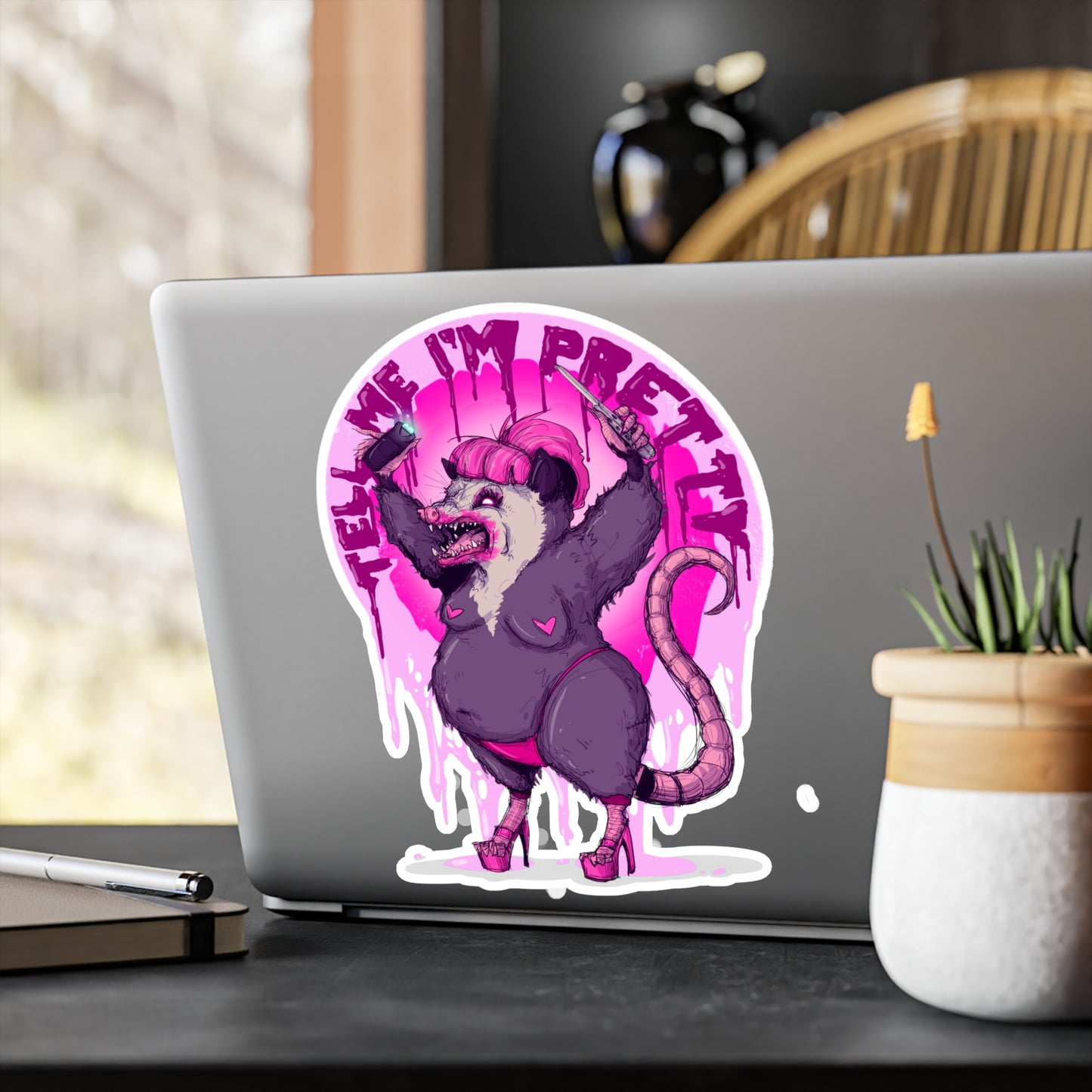 Pretty Opossum Kiss-Cut Vinyl Decal