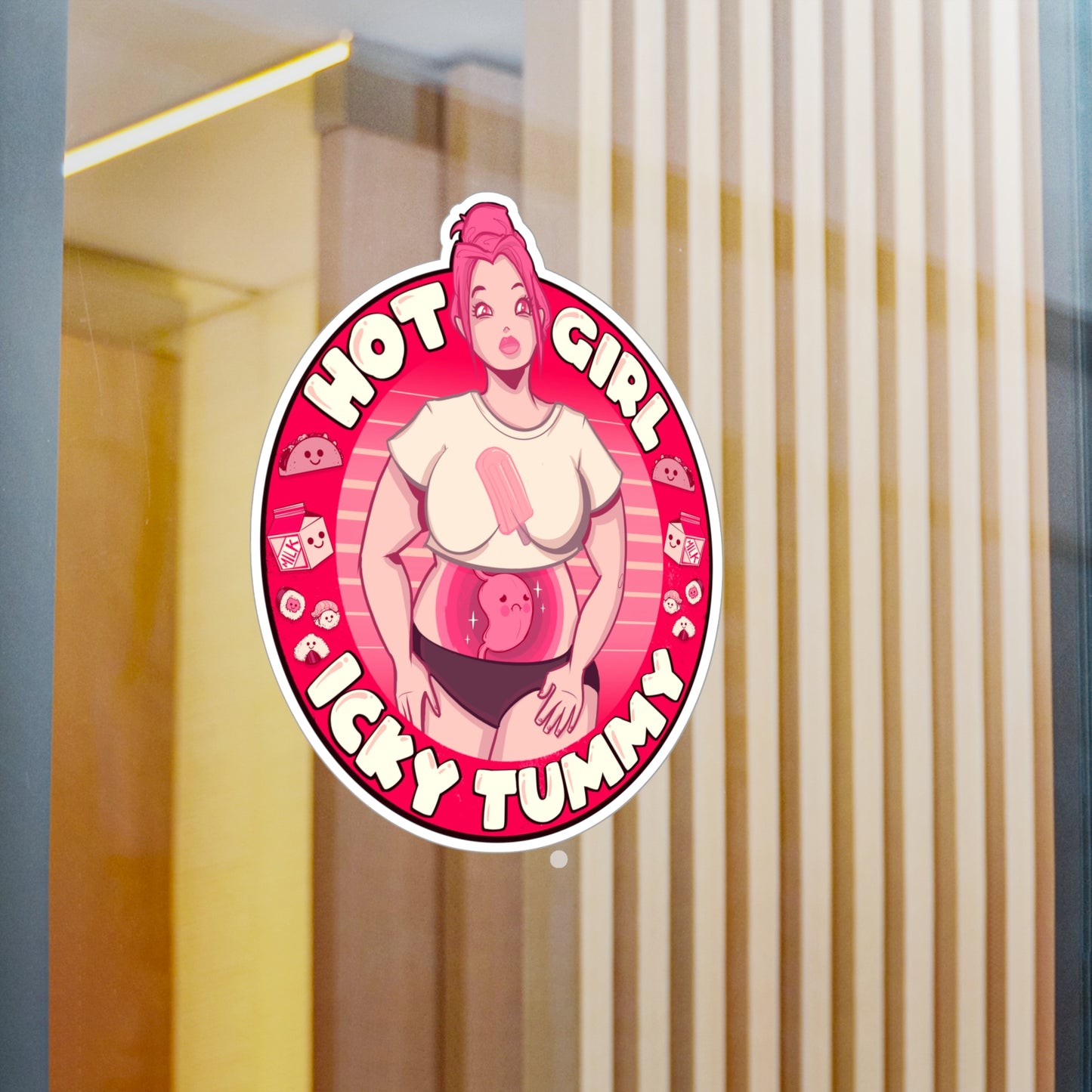 Hot Girl Icky Tummy Kiss-Cut Vinyl Decal