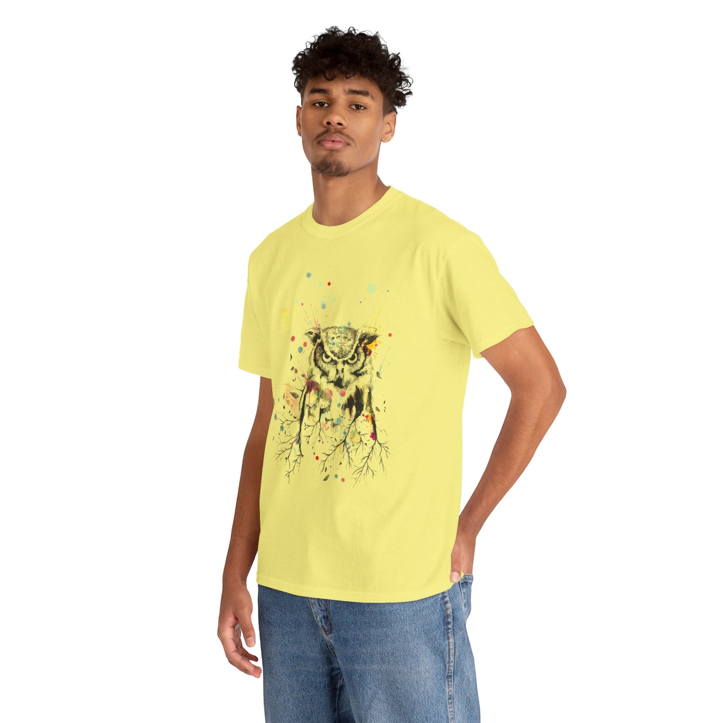 Owl Watercolor Unisex Heavy Cotton Tee