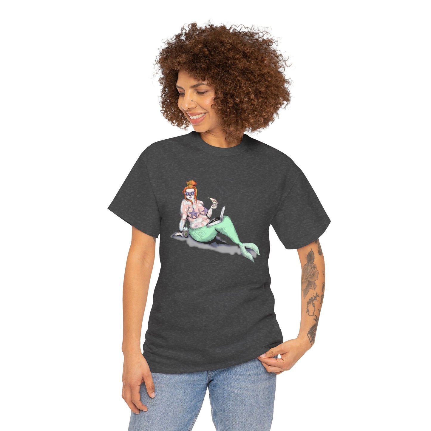 Pizza Mermaid Unisex Heavy Cotton Tee