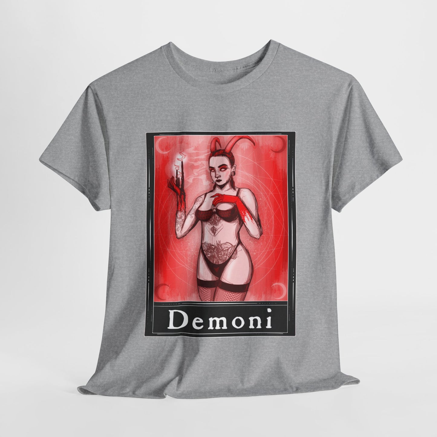 Demoni Tarot (Front & Back Print) Unisex Heavy Cotton Tee