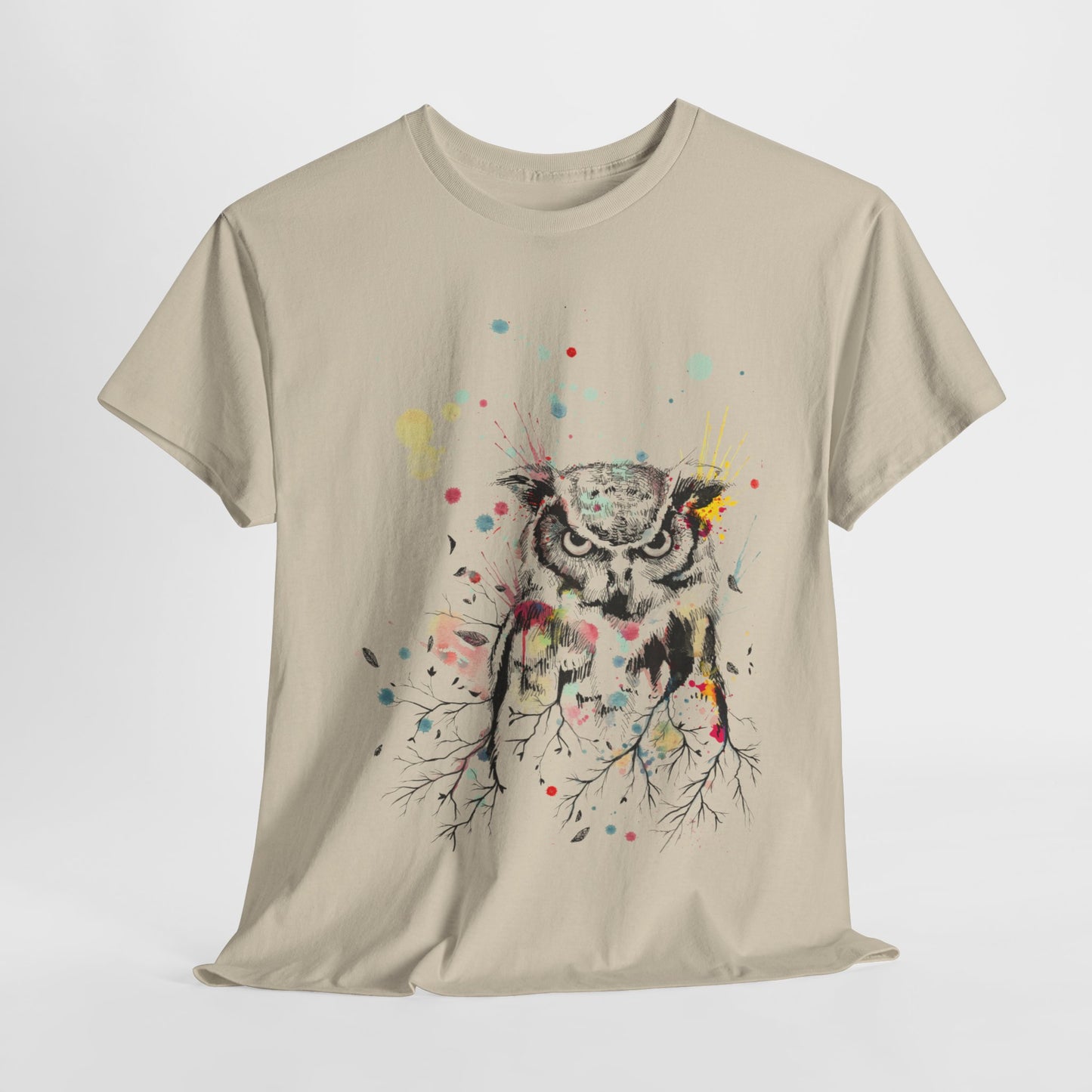 Owl Watercolor Unisex Heavy Cotton Tee