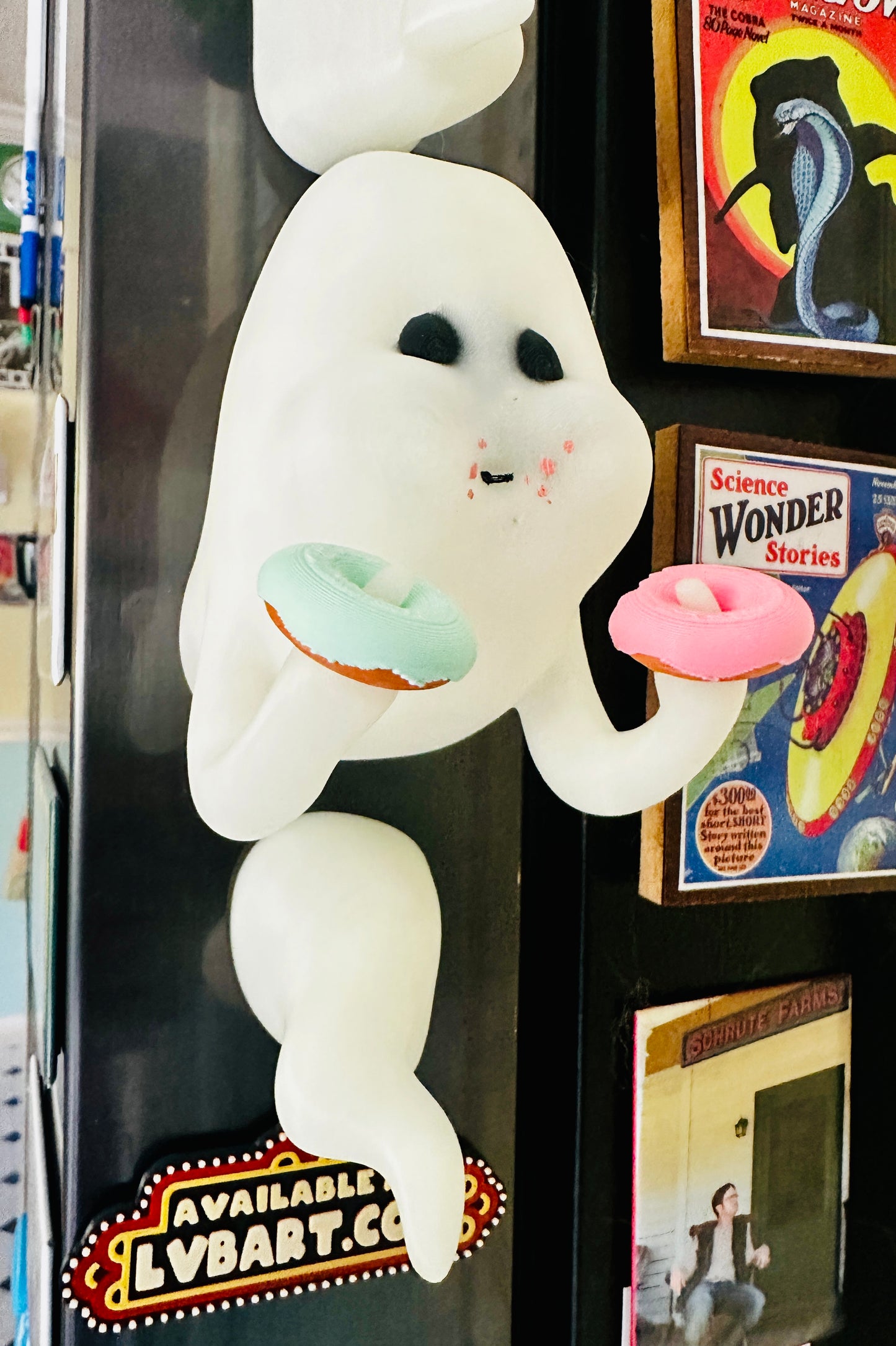 Fridge Frights Glow 3D Print Fridge Magnets (Coffee & Donuts Ghost)