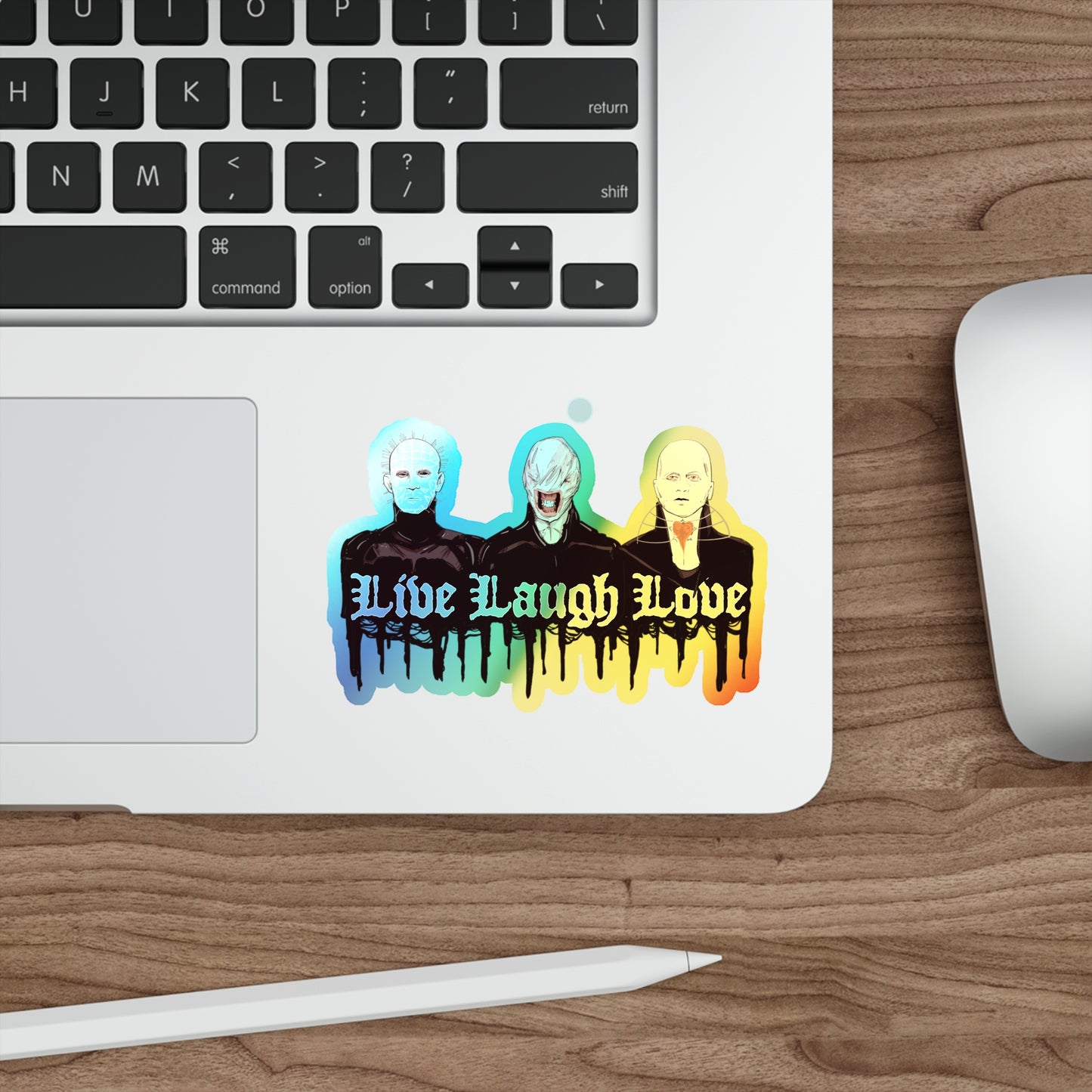 Live Laugh Suffer Holographic Die-cut Stickers