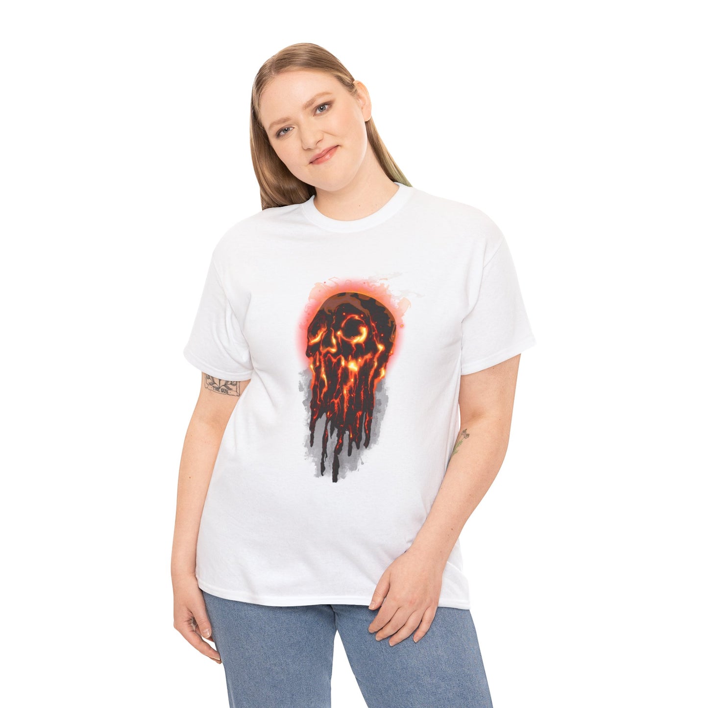 Elemental Skull Fire Unisex Heavy Cotton Tee