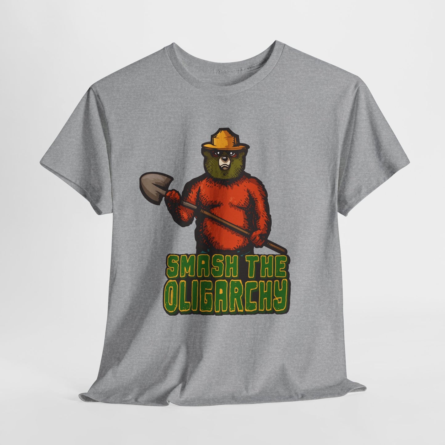 Smash The Oligarchy Bear Unisex Heavy Cotton Tee