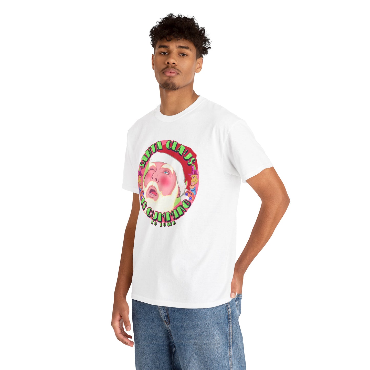 Santa Is Cumming Unisex Heavy Cotton Tee