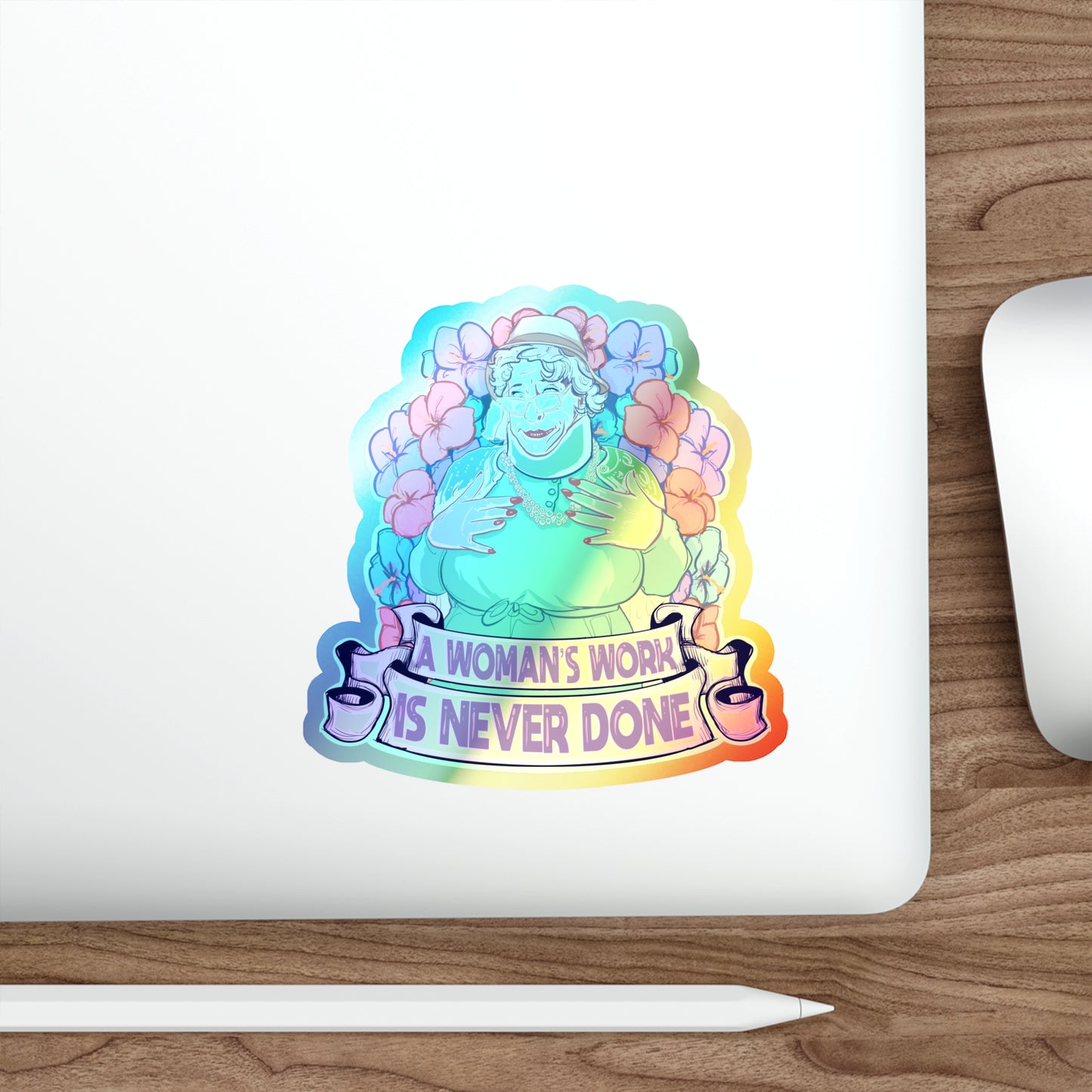 Auntie Nelda Holographic Die-cut Stickers