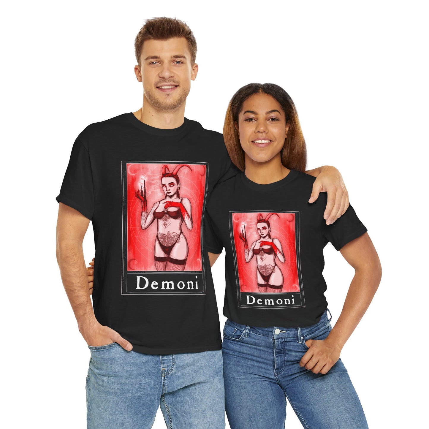 Demoni Tarot (Front & Back Print) Unisex Heavy Cotton Tee