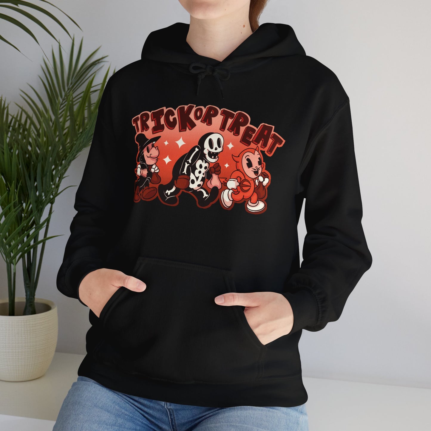 Trick Or Treat Rubber Hose Unisex Heavy Blend Hooded Sweatshirt