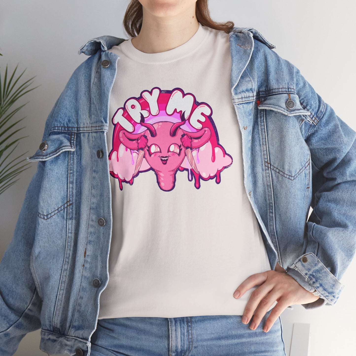 Try Me Uterus Unisex Heavy Cotton Tee