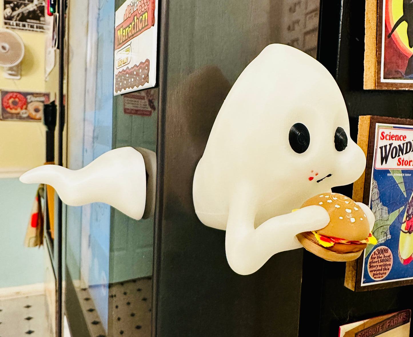 Fridge Frights Glow 3D Print Fridge Magnets (Cheeseburger & Soda Ghost)