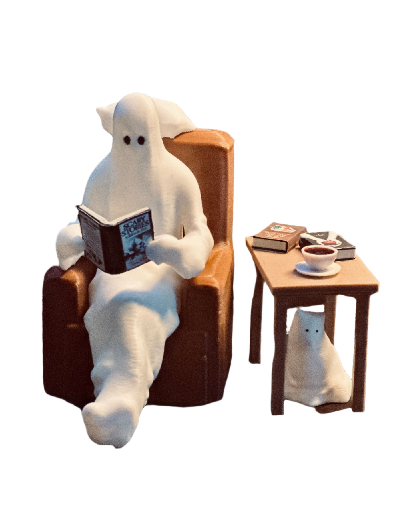 Happy Afterlife Reading Ghost & Cats 3D Printed Figure