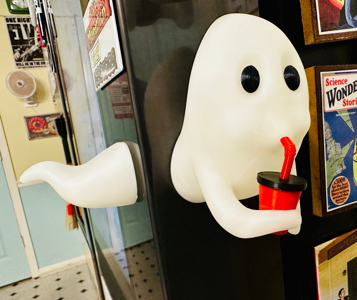 Fridge Frights Glow 3D Print Fridge Magnets (Cheeseburger & Soda Ghost)