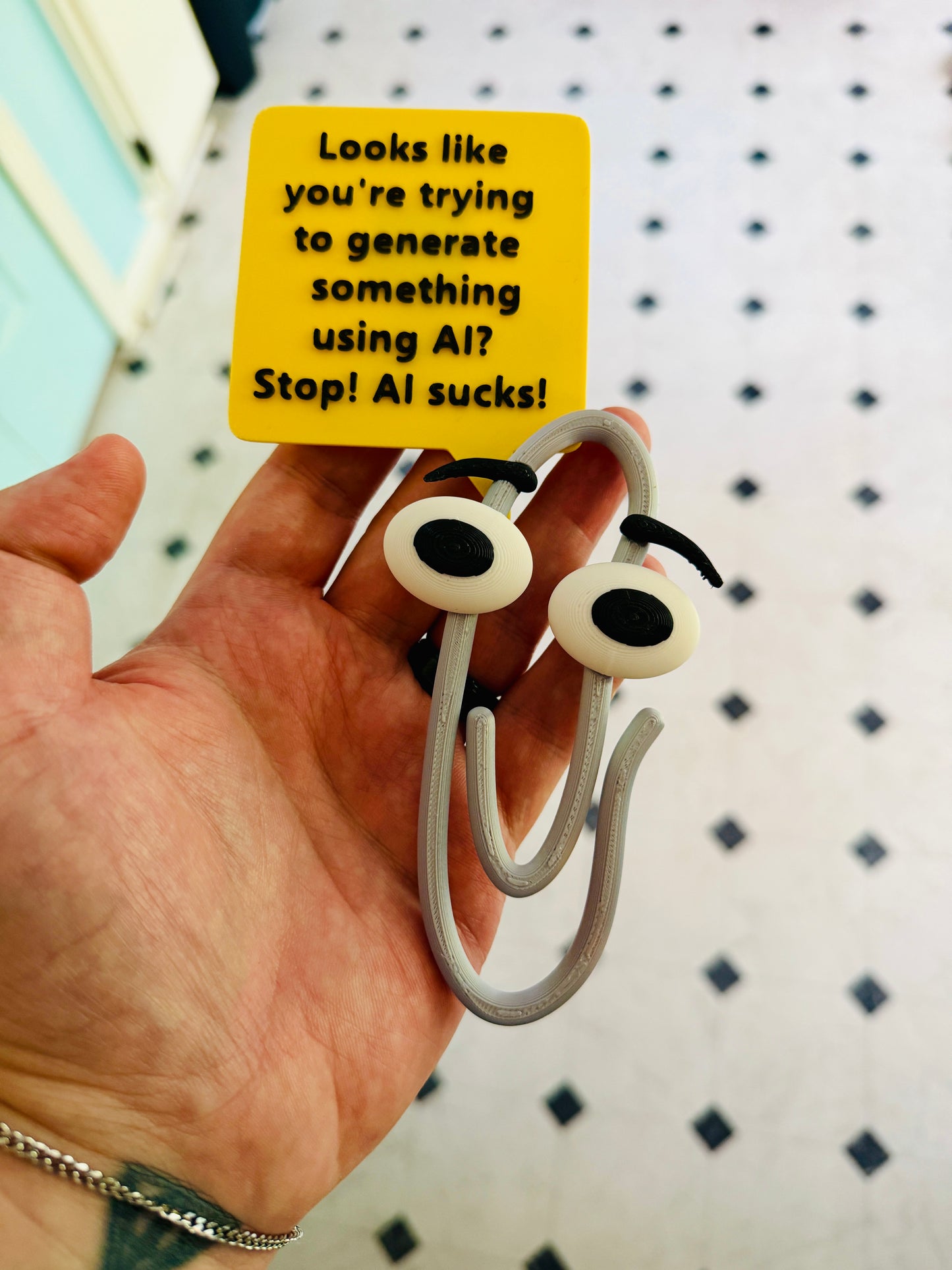 Anti-AI Paper Clip 3D Printed Fridge Magnet