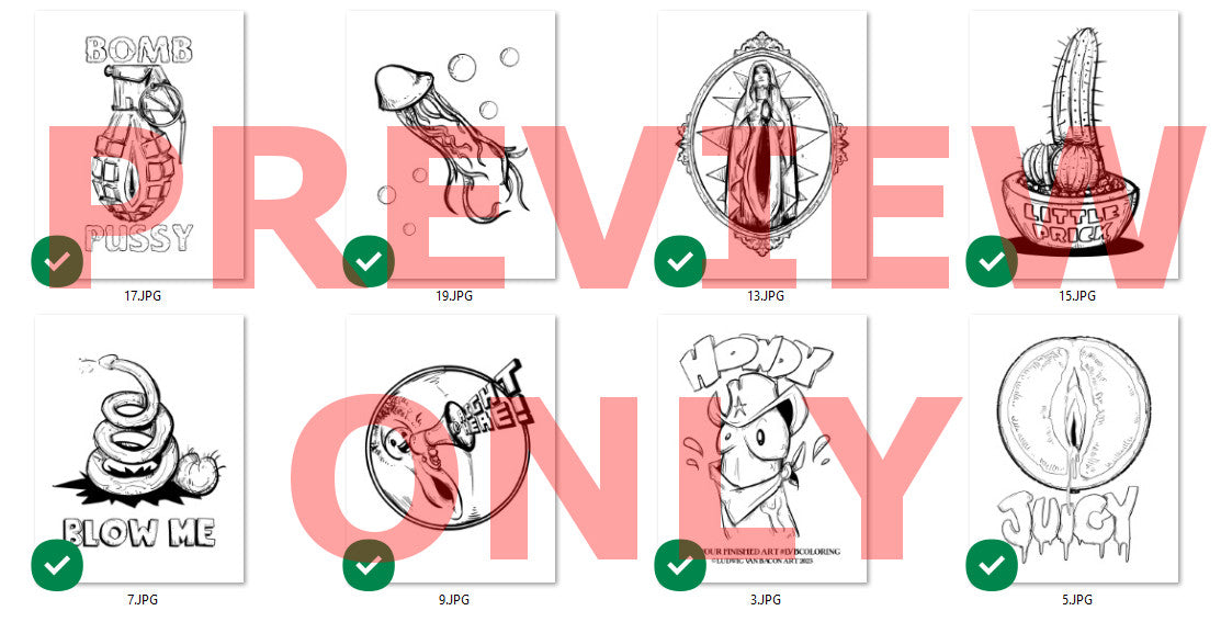 Digital Download: Ludwig Van Bacon Art Coloring Book -Vol 3, Peens & Vagenes