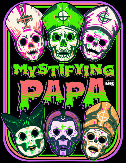 Mystifying Metal Retro Masks Fine Art Print