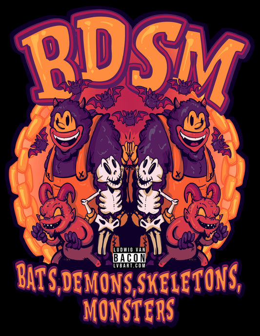 Bats Demons Skeletons Monsters Girl Fine Art Print