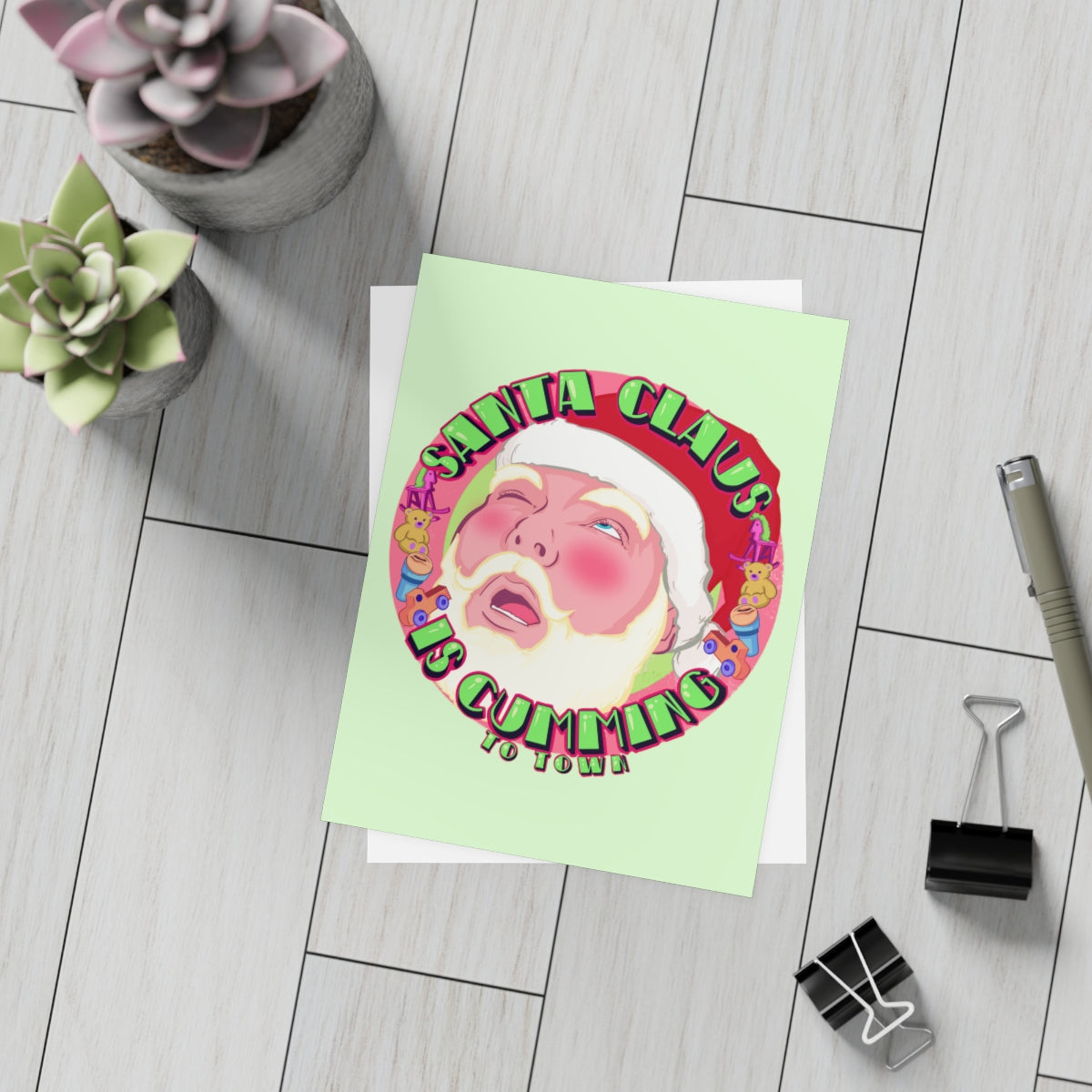 Santa Claus Is Cumming To Town Greeting Card Bundles (10, 30, 50 pcs)