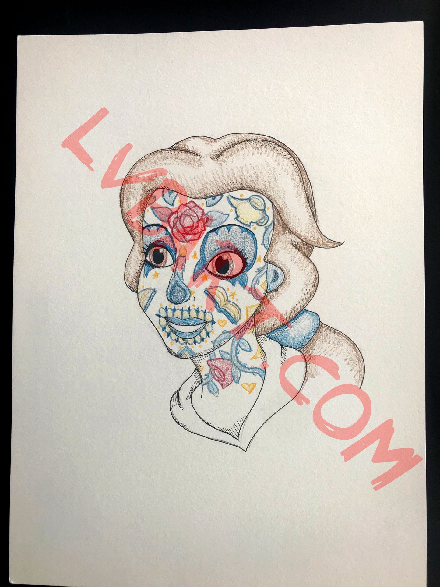 Belle Sugar Skull 11x15 ORIGINAL Artwork