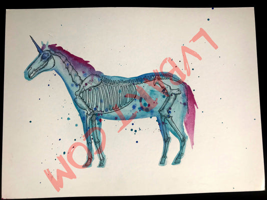 Unicorn Skeleton 11x15 ORIGINAL Artwork
