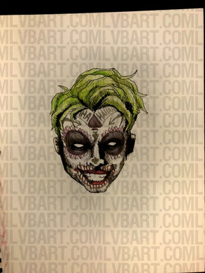 Sugar Skull Clown 9x12 ORIGINAL Artwork