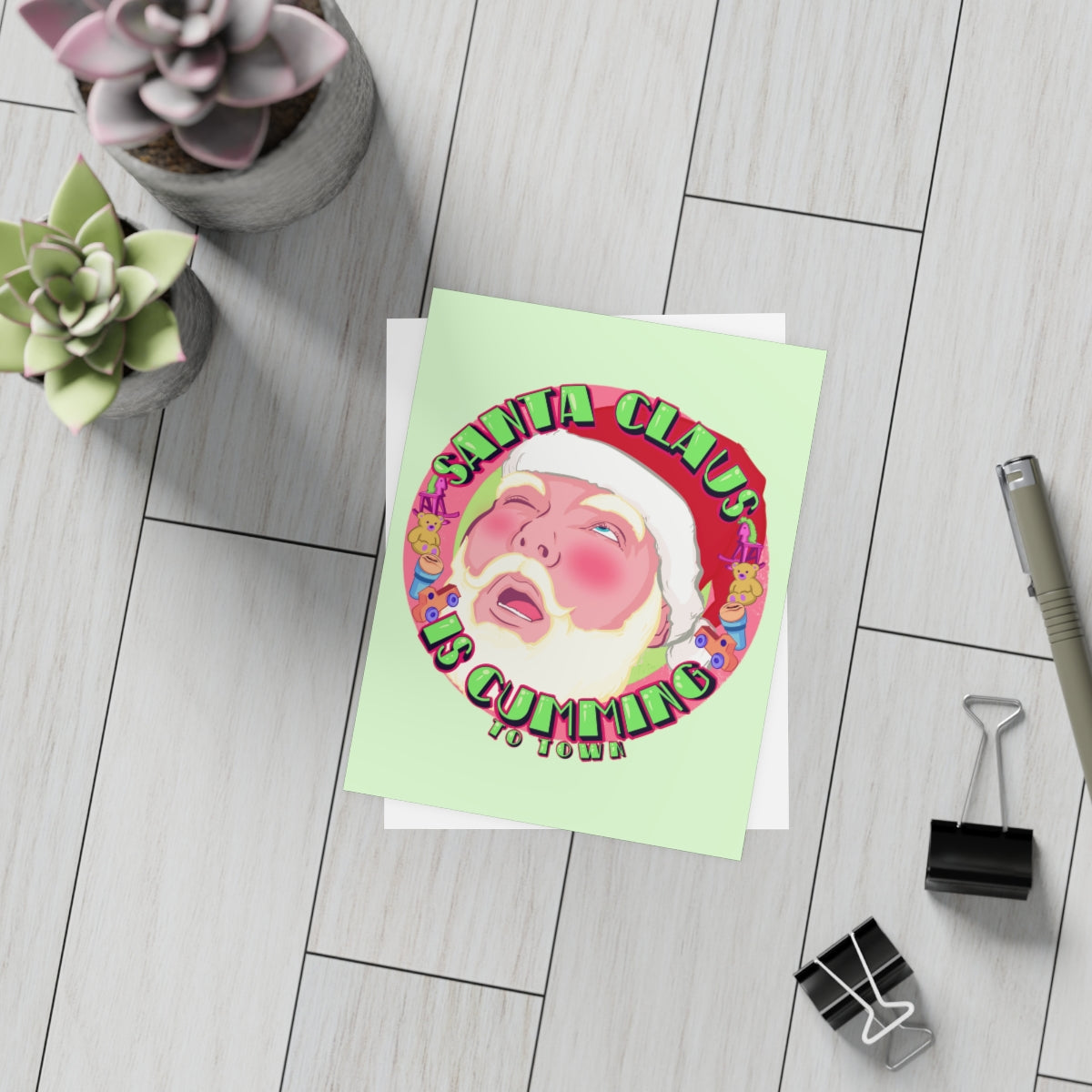 Santa Claus Is Cumming To Town Greeting Card Bundles (10, 30, 50 pcs)