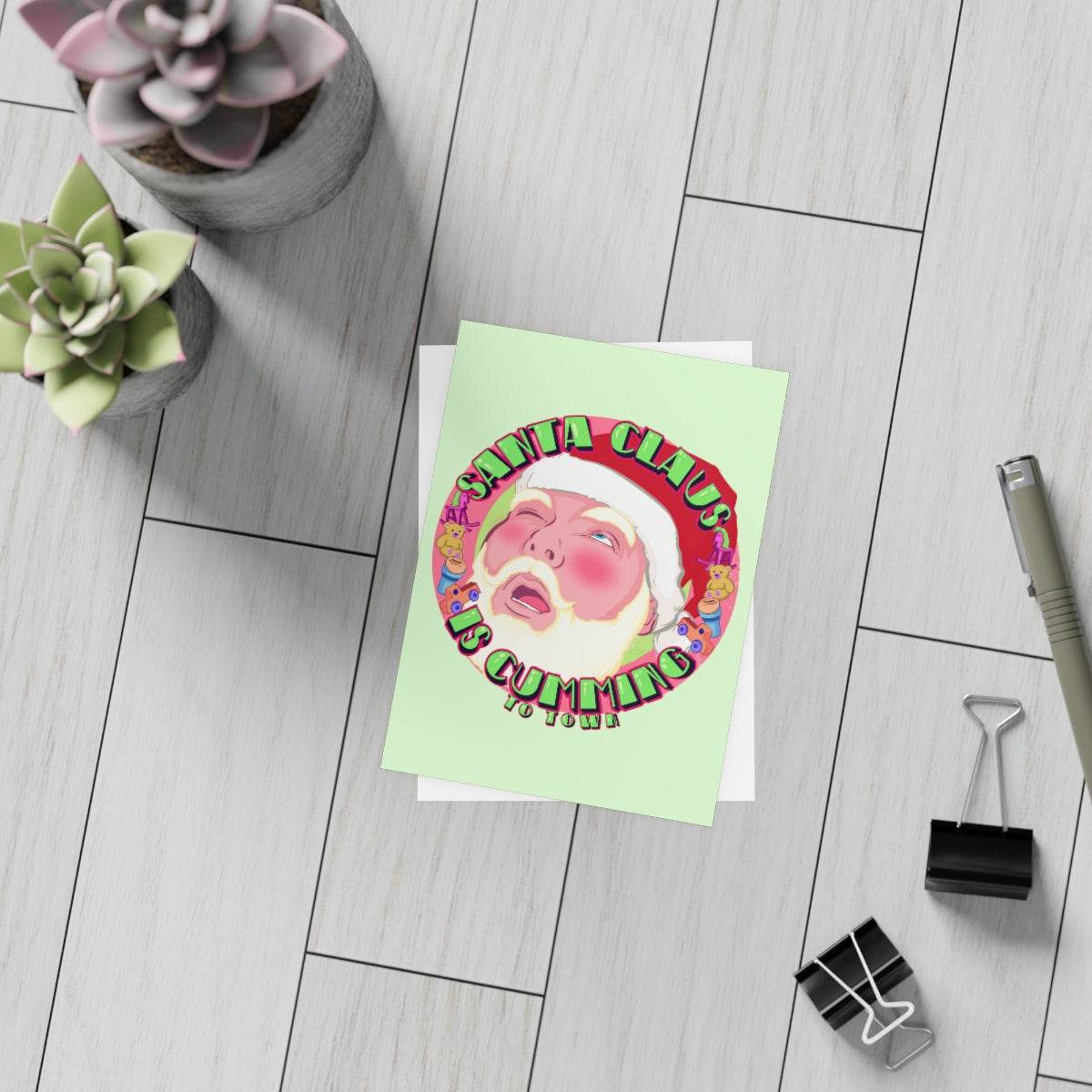 Santa Claus Is Cumming To Town Greeting Card Bundles (10, 30, 50 pcs)