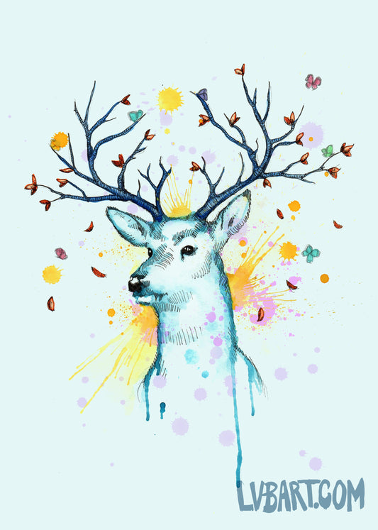 Tree Deer Fine Art Print