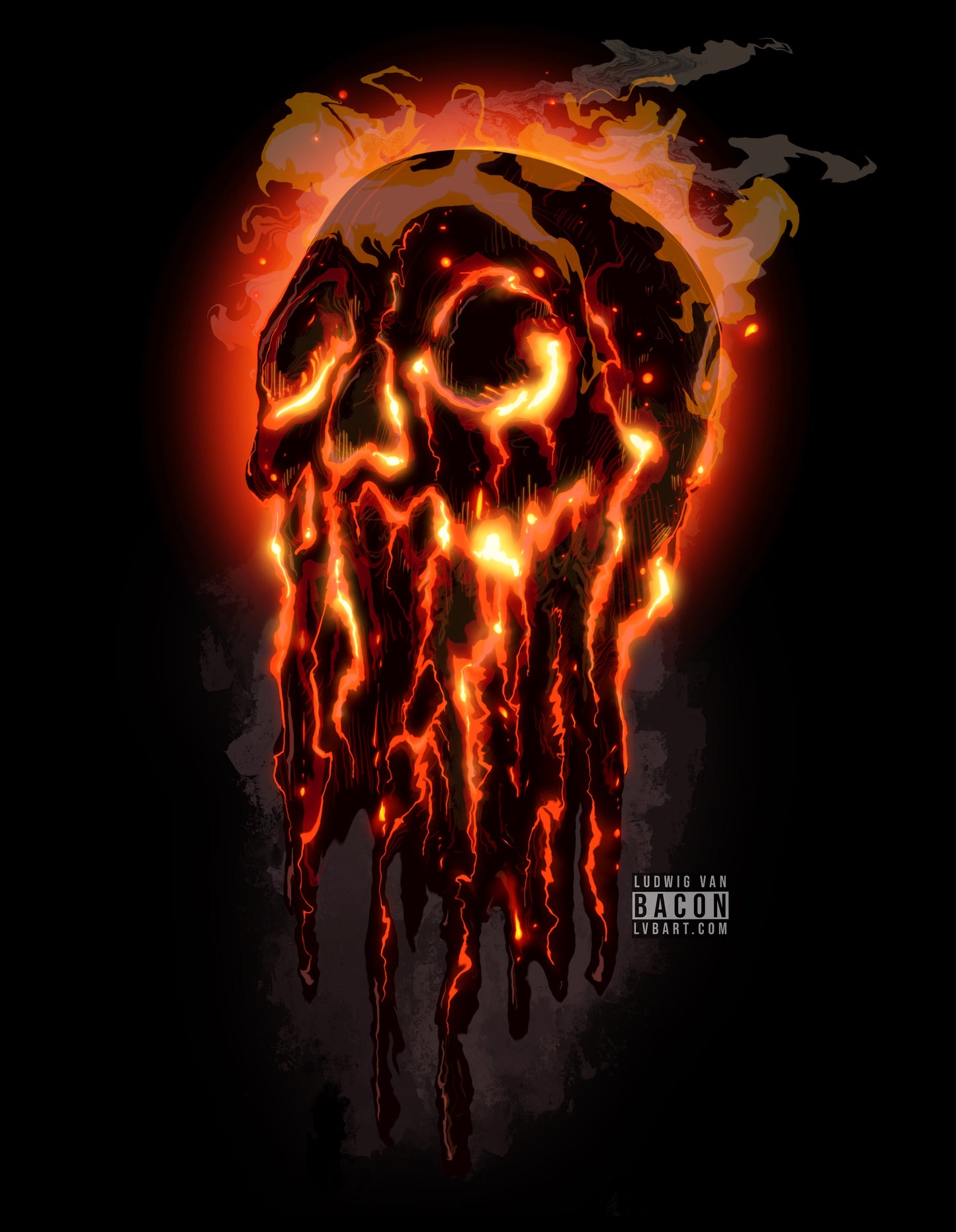Elemental Skull Fire Fine Art Print