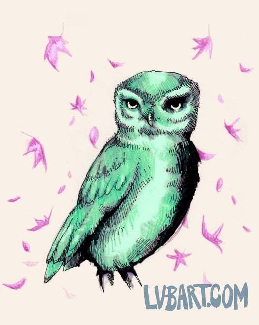 Green Owl Fine Art Print