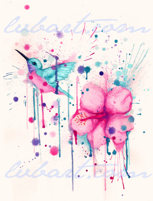 Hibiscus Hummingbird Fine Art Print