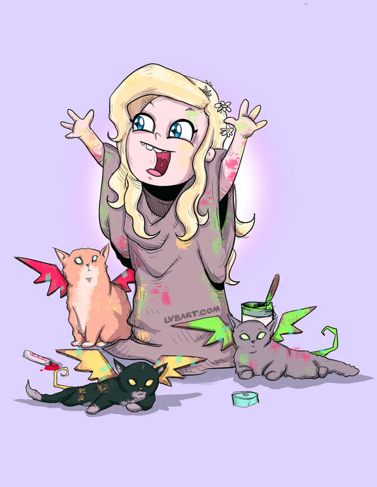 Mother of Kittens Fine Art Print