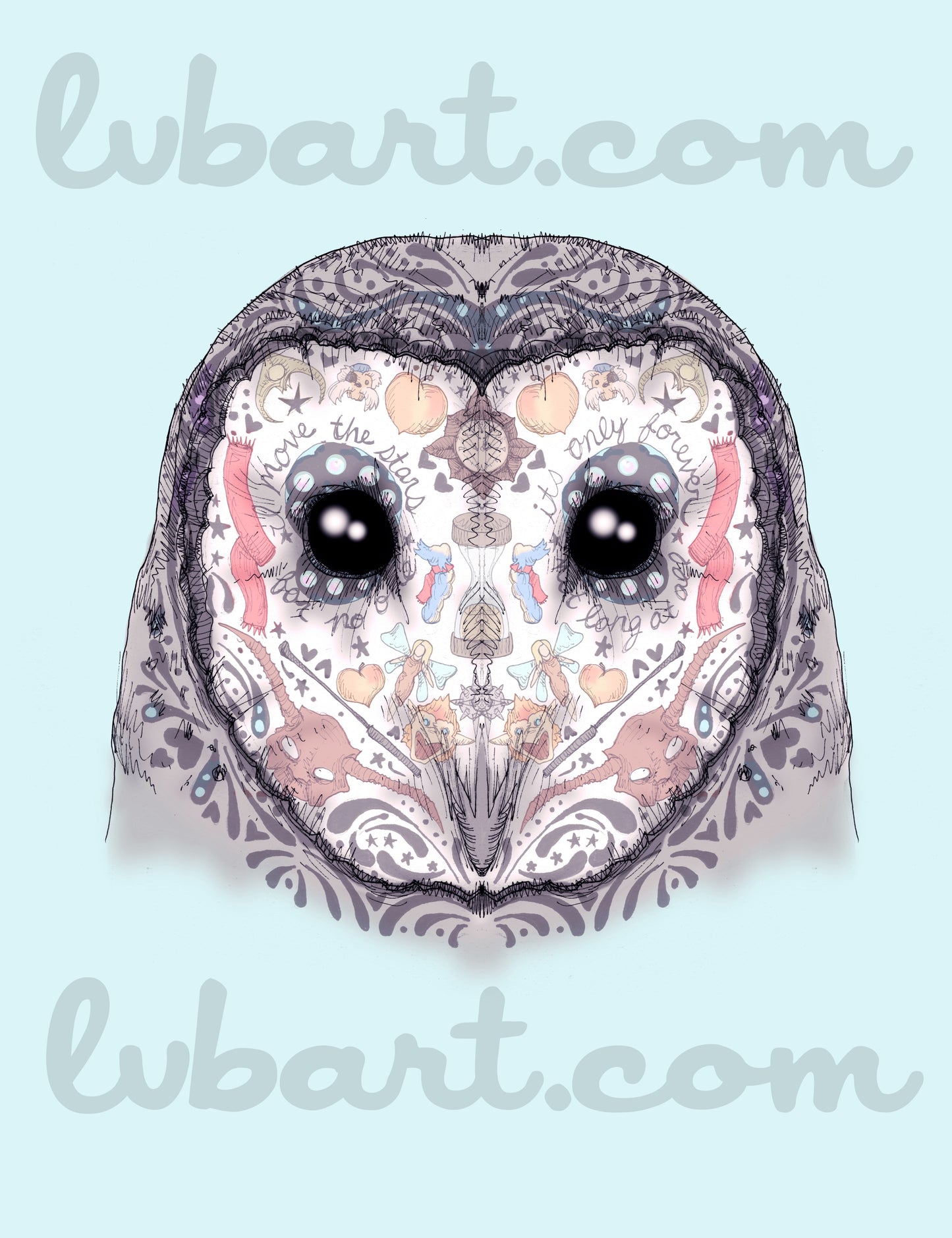 Sugar Skull Labyrinth Owl Fine Art Print