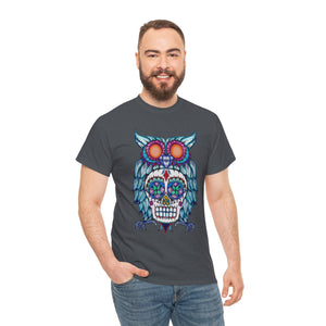 Sugar Skull Owl Unisex Heavy Cotton Tee