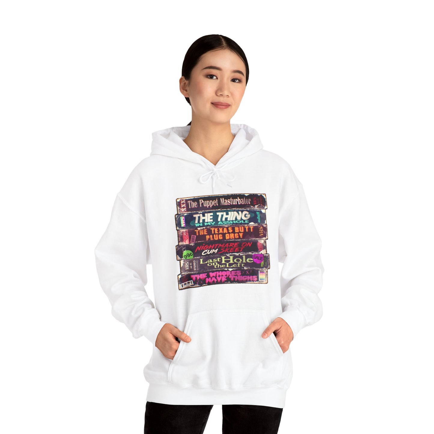 Adult Horror VHS Unisex Heavy Blend Hooded Sweatshirt
