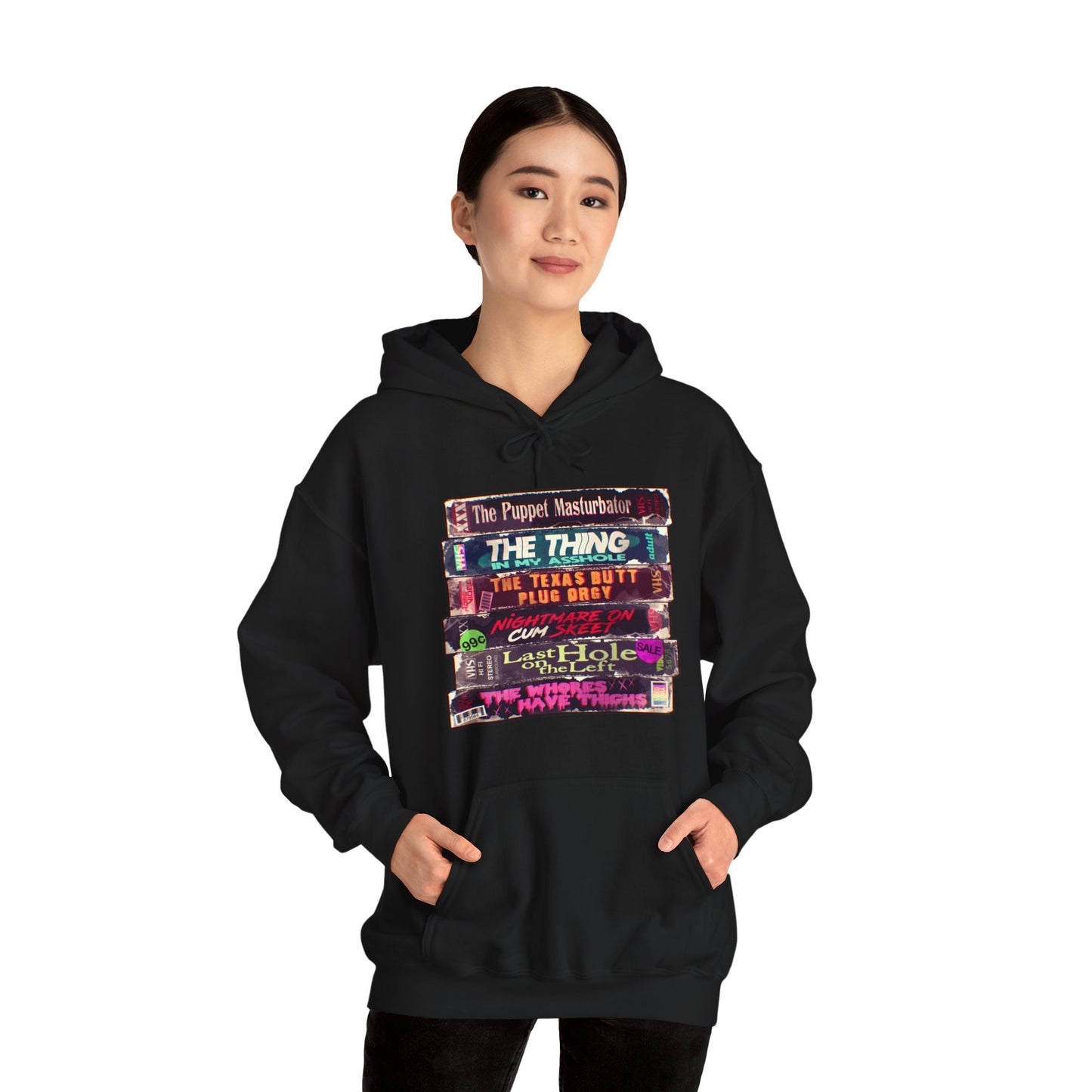 Adult Horror VHS Unisex Heavy Blend Hooded Sweatshirt