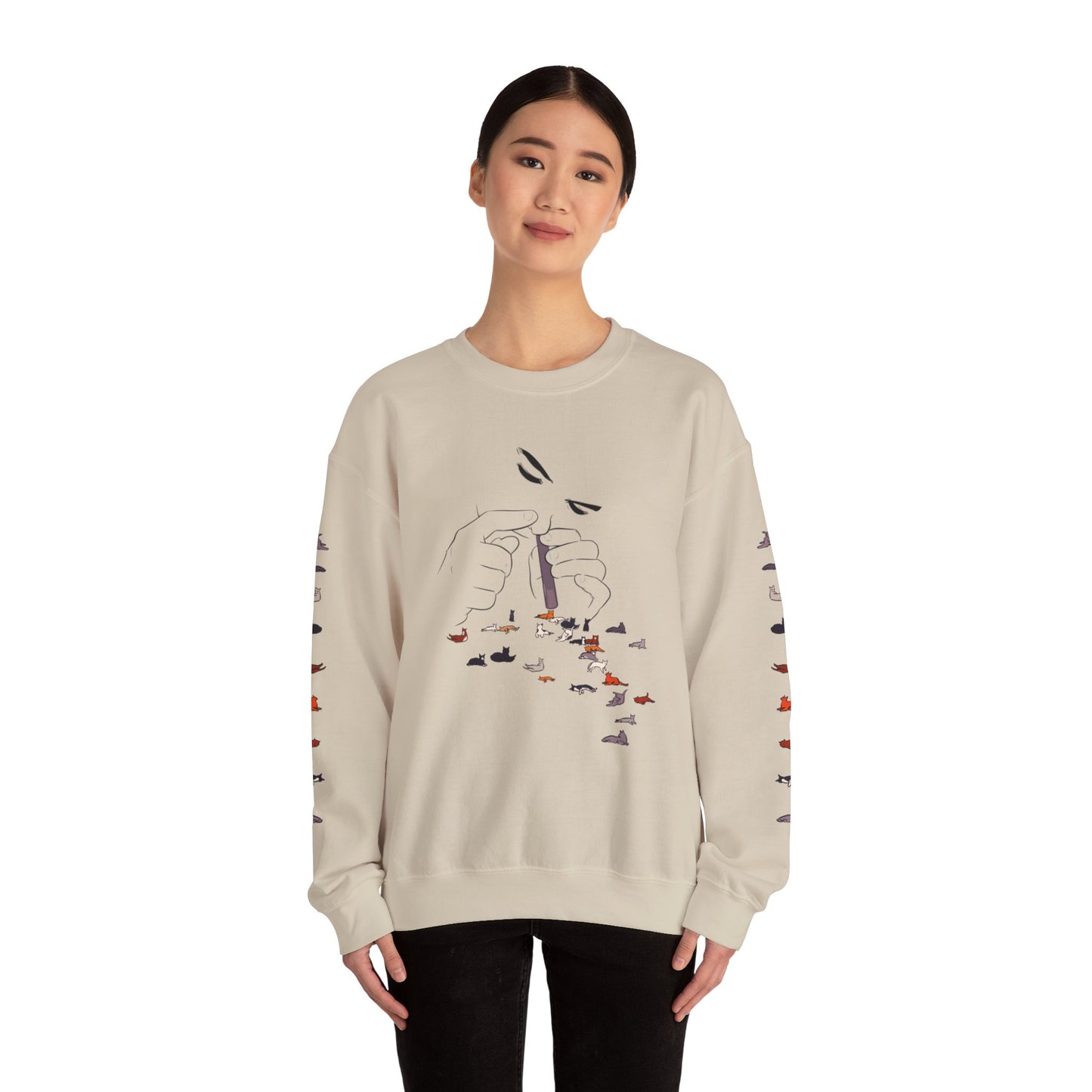 Serotonin Front + Back +Sleeve Print Unisex Heavy Blend Crewneck Sweatshirt