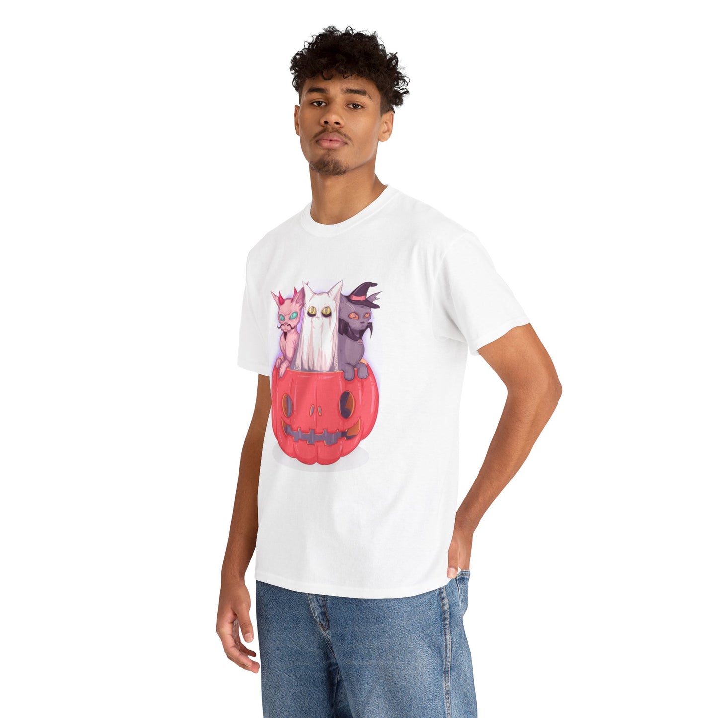 Meow-lloween Unisex Heavy Cotton Tee