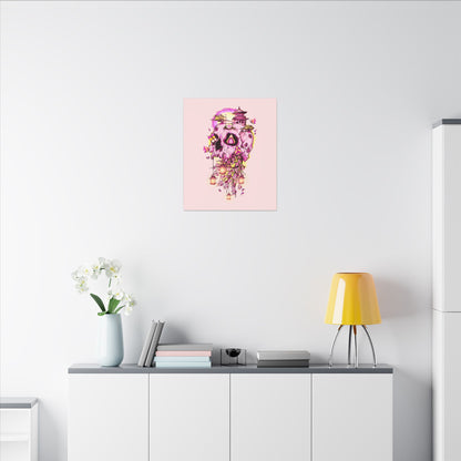 Elemental Skull Cherry Blossom Matte Canvas Stretched