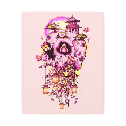 Elemental Skull Cherry Blossom Matte Canvas Stretched