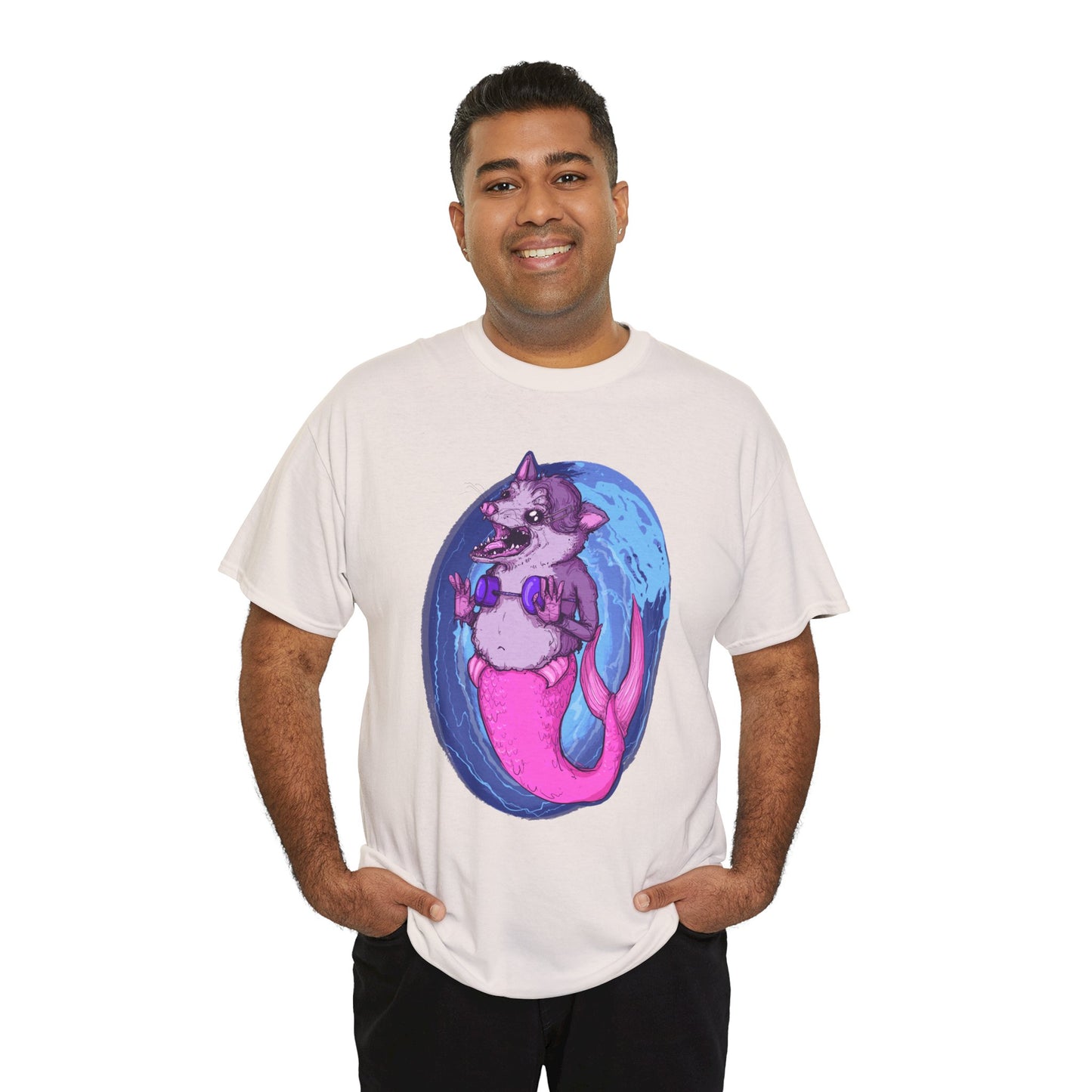 Mermaid Opossum Unisex Heavy Cotton Tee