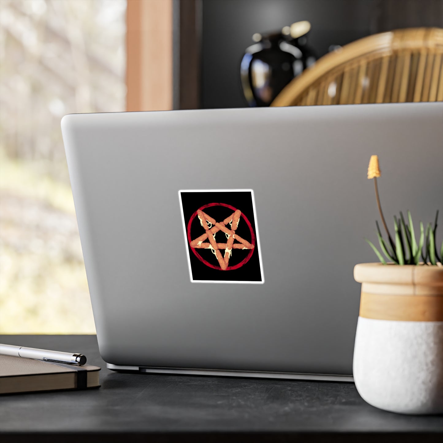 Mozzarella Stick Pentagram Kiss-Cut Vinyl Decal