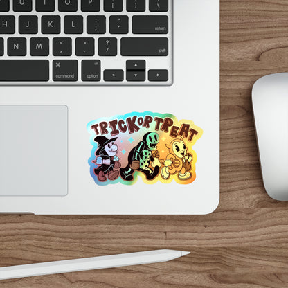 Rubber Hose Trick Or Treat Holographic Die-cut Stickers