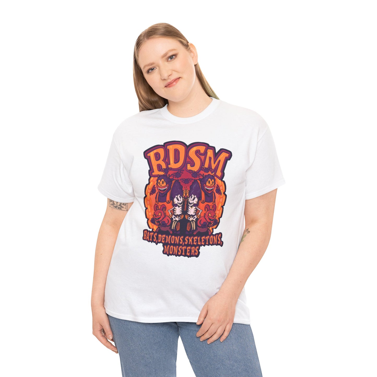 Bats Demons Skeletons Monsters Unisex Heavy Cotton Tee
