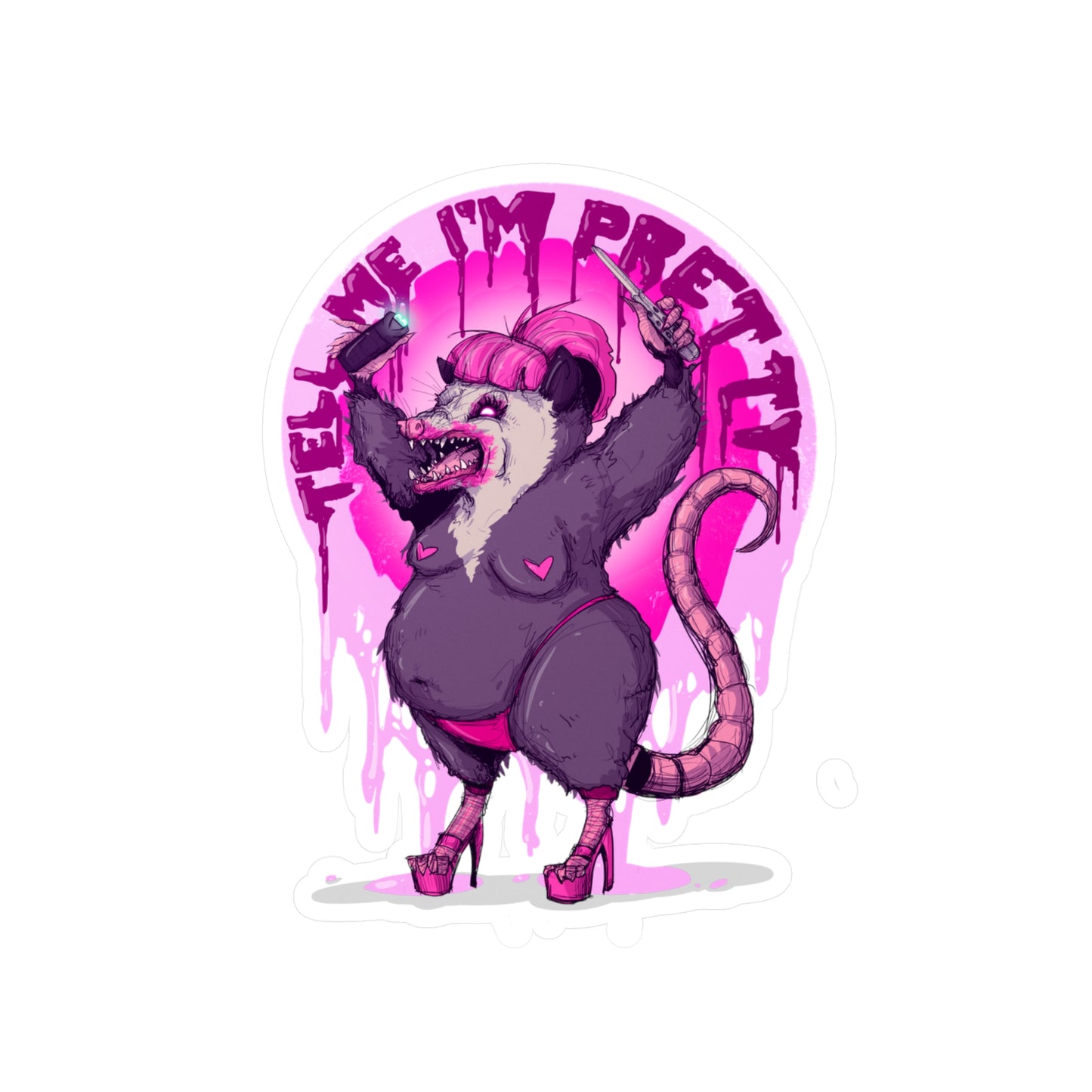 Pretty Opossum Kiss-Cut Vinyl Decal